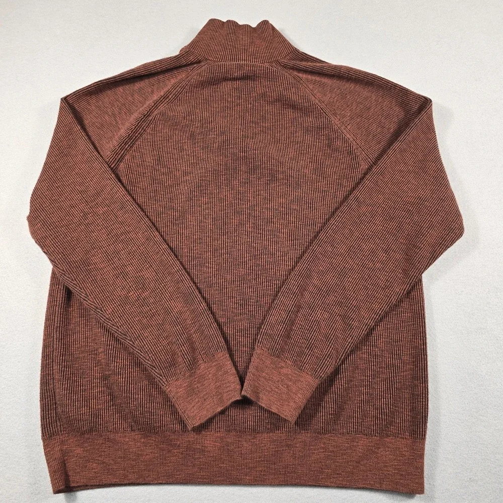 Banana‎ Republic Mens Large Brown Sweater Ribbed Quarter-Zip Mock Neck Cotton